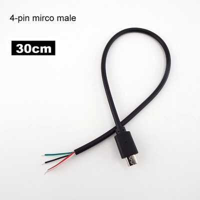 Vyriškas ir moteriškas 2 kontaktų 4 kontaktų Line Micro USB 2.0 Type-C įkroviklio laido jungtis Maitinimo šaltinio prailginimo kabelis Q1