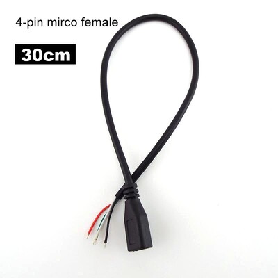 Vyriškas ir moteriškas 2 kontaktų 4 kontaktų Line Micro USB 2.0 Type-C įkroviklio laido jungtis Maitinimo šaltinio prailginimo kabelis Q1