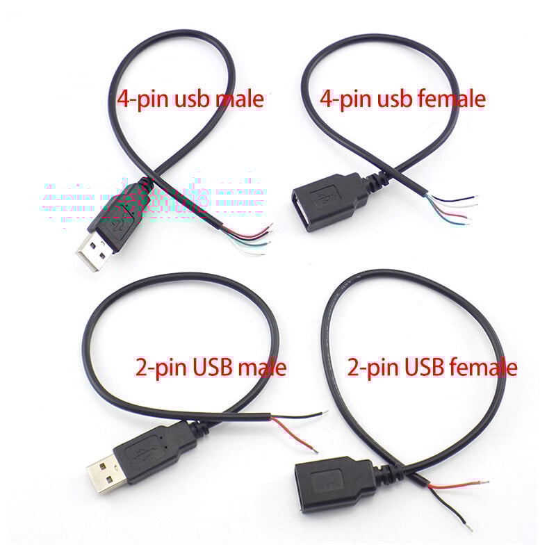 Vyriškas ir moteriškas 2 kontaktų 4 kontaktų Line Micro USB 2.0 Type-C įkroviklio laido jungtis Maitinimo šaltinio prailginimo kabelis Q1