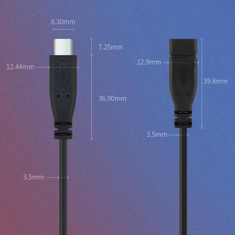 Vyriškas ir moteriškas 2 kontaktų 4 kontaktų Line Micro USB 2.0 Type-C įkroviklio laido jungtis Maitinimo šaltinio prailginimo kabelis Q1
