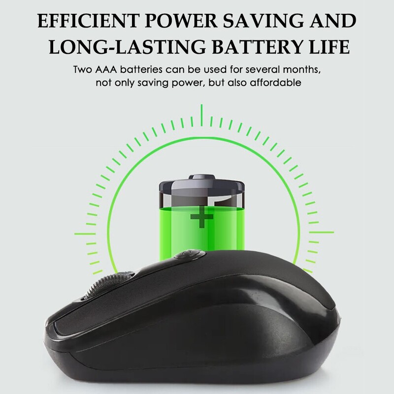 Belaidė pelė tyli 2.4G USB kompiuterio pelė Optinė mini tyli pelė Be triukšmo reguliuojama DPI pelė, skirta Windows Mac Linux