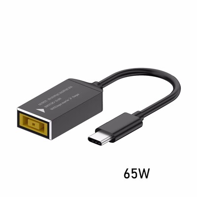 Nabíjací kábel PD100W s redukciou Square Jack na USB Type-C kompatibilný s napájacím adaptérom Lenovo pre notebooky, mobilné telefóny, tablety
