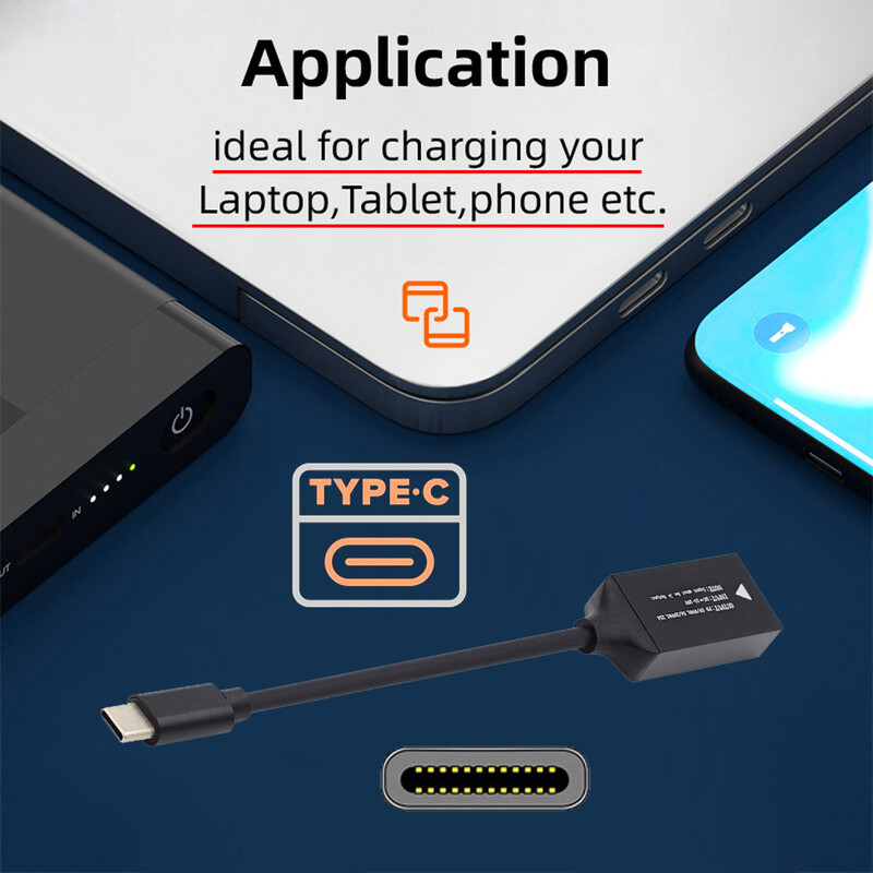 Nabíjací kábel PD100W s redukciou Square Jack na USB Type-C kompatibilný s napájacím adaptérom Lenovo pre notebooky, mobilné telefóny, tablety