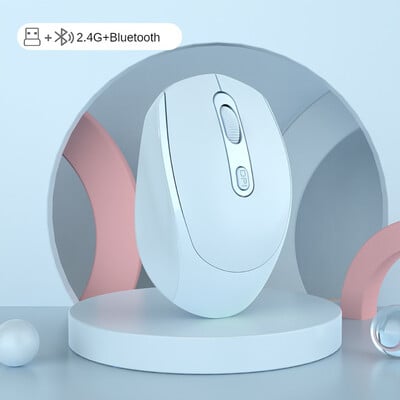 Újratölthető Bluetooth-kompatibilis vezeték nélküli egér 2.4G optikai egerek USB RGB 1600DPI egérrel számítógéphez laptophoz PC némító egér