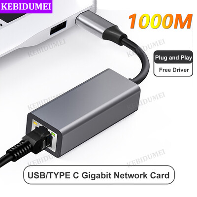 1000 Mbps laidinio tinklo plokštės adapteris C tipo USB iki RJ45 eterneto adapteris USB 3.0 iki RJ45 tinklo plokštės USB LAN interneto kabelis