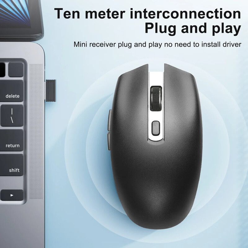 Bezdrôtová myš, 1600DPI bezdrôtové pripojenie 2,4G, ľahká herná myš, pohodlný ergonomický dizajn, myš pre iPad/PC/MAC