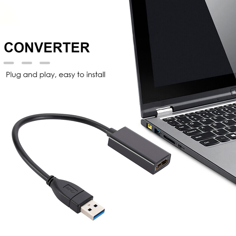 Convertor USB compatibil HD 1080P HD USB 3.0 la HDMI Adaptor video grafic multi display pentru PC, laptop, proiector, Adaptor HDMI
