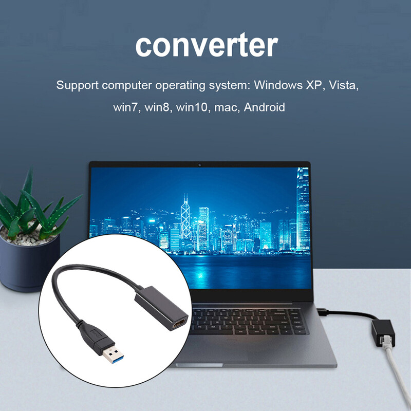 Convertor USB compatibil HD 1080P HD USB 3.0 la HDMI Adaptor video grafic multi display pentru PC, laptop, proiector, Adaptor HDMI
