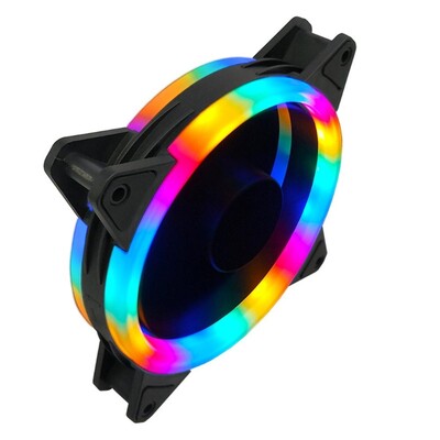 120 mm 4-pinový RGB chladiaci ventilátor s farebným modro-červeno-bielym fluidným ložiskom, LED chladiaci ventilátor, nastaviteľný chladič pre PC