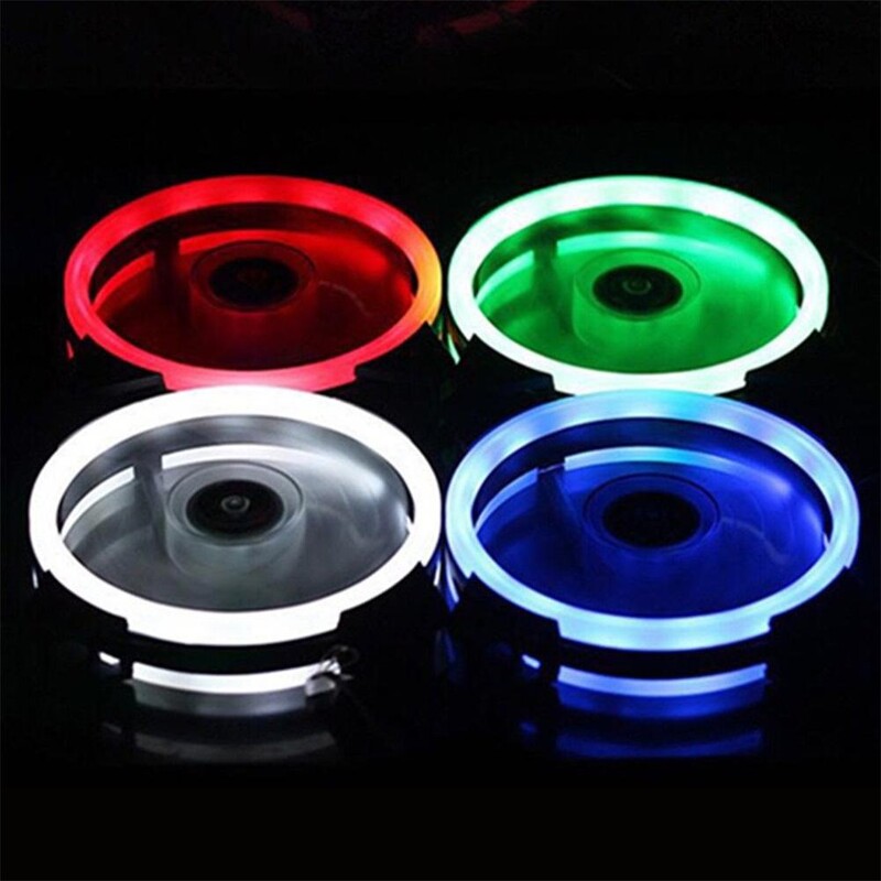 120 mm 4-pinový RGB chladiaci ventilátor s farebným modro-červeno-bielym fluidným ložiskom, LED chladiaci ventilátor, nastaviteľný chladič pre PC