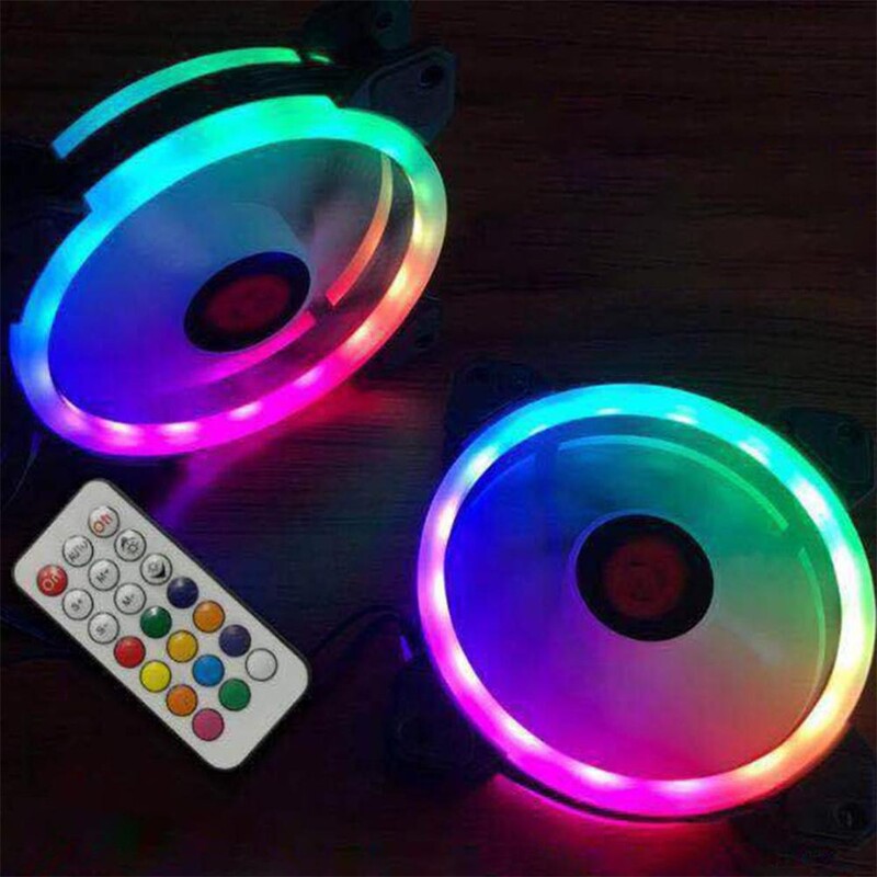 120 mm 4-pinový RGB chladiaci ventilátor s farebným modro-červeno-bielym fluidným ložiskom, LED chladiaci ventilátor, nastaviteľný chladič pre PC
