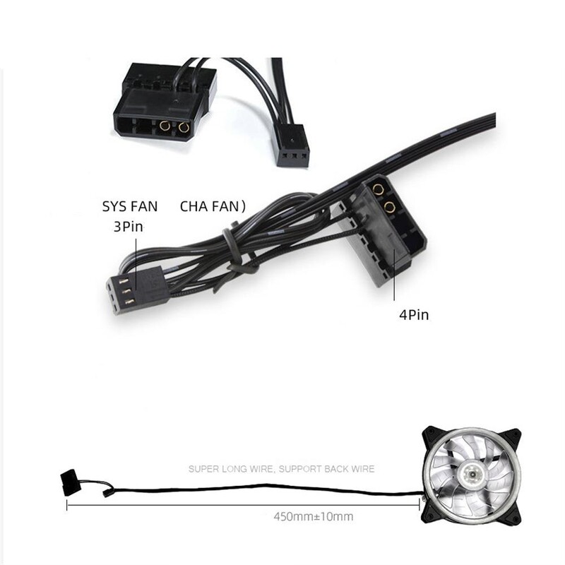 120 mm 4-pinový RGB chladiaci ventilátor s farebným modro-červeno-bielym fluidným ložiskom, LED chladiaci ventilátor, nastaviteľný chladič pre PC