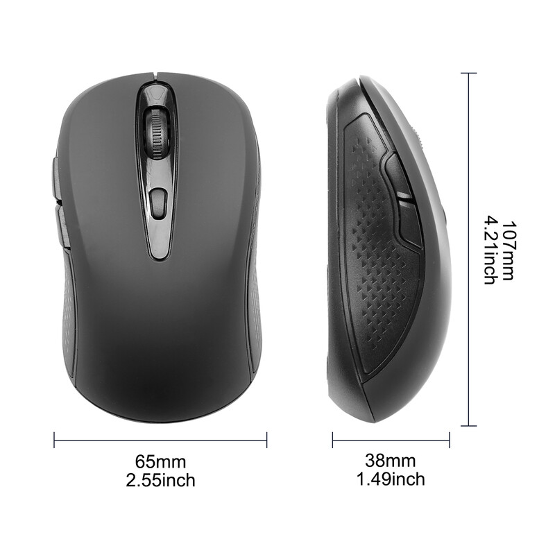 Bezdrôtová myš pre notebook, tichá myš s USB prijímačom 2,4 GHz, tenká optická myš so 4 tlačidlami, prenosná ergonomická myš s rozlíšením 1600 DPI