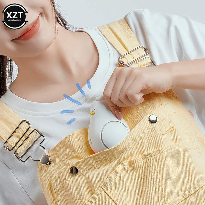 Prijenosni vratni ventilator Cartoon Duck USB punjivi ventilator Mini stolni ventilator Uredski stolni student Vanjski ventilator