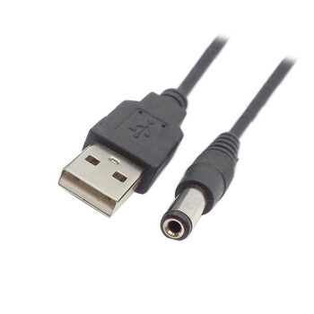 USB към 5,5 мм/2,1 мм 5 V DC барел жак Кабел за захранване 1 м 3 фута Коляно 90 Дизайн под прав ъгъл DC захранващ щепсел USB КАБЕЛ