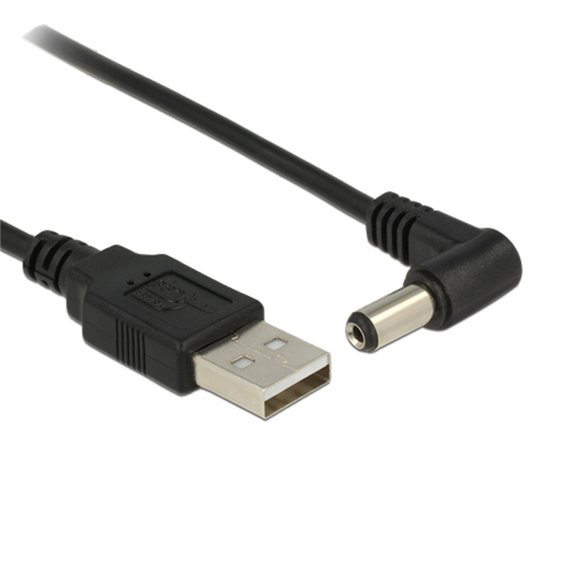 USB 5,5 mm-ig/2,1 mm-ig 5 V DC hordó csatlakozó Tápkábel 1 m 3 láb könyök 90 derékszögű kivitel DC tápcsatlakozó USB KÁBEL