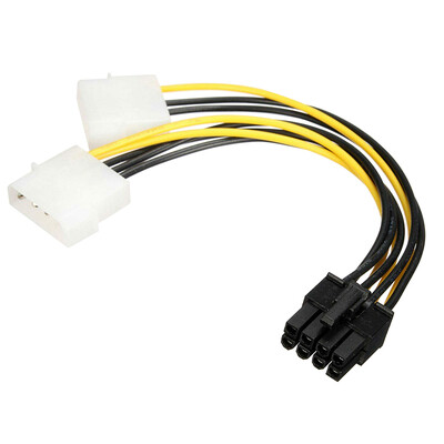 18 cm-es 8 tűs PCIe 2 x 4 tűs LP4 Molex tápkábel adapterhez