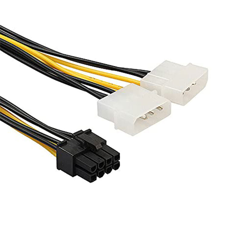 18 cm-es 8 tűs PCIe 2 x 4 tűs LP4 Molex tápkábel adapterhez