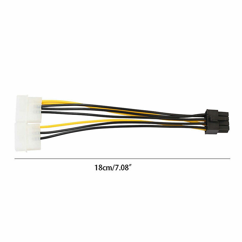 18 cm-es 8 tűs PCIe 2 x 4 tűs LP4 Molex tápkábel adapterhez