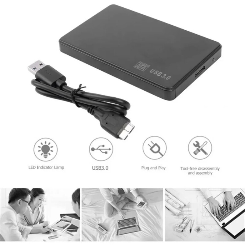Carcasă HDD SSD de 2,5 inchi, USB 3.0 2.0 la SATA, cutie pentru hard disk 5 Gbps SD, carcasă HDD pentru hard disk extern, pentru desktop