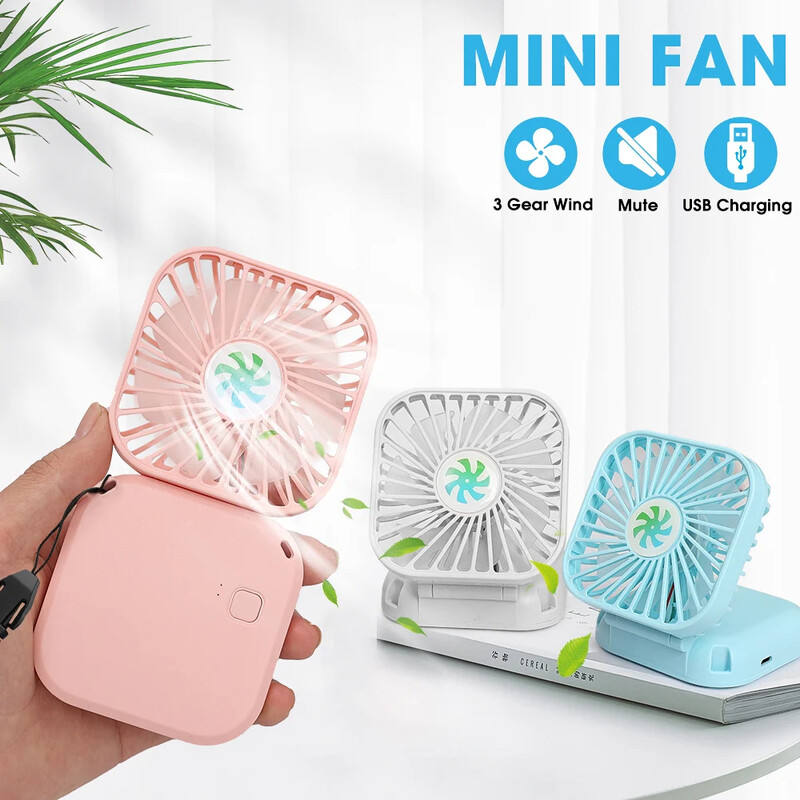 Prenosný USB nabíjateľný ventilátor mini chladič vzduchu kancelársky domáci vonkajší závesný krčný ventilátor letný chladný ručný stolný nastaviteľný ventilátor