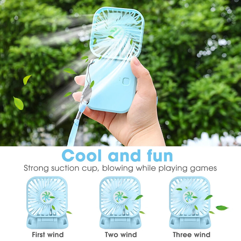 Prenosný USB nabíjateľný ventilátor mini chladič vzduchu kancelársky domáci vonkajší závesný krčný ventilátor letný chladný ručný stolný nastaviteľný ventilátor