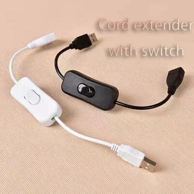 30CM DC Extended Extension Switch USB кабел с бутон за превключване Захранващ кабел Адаптер за зарядно устройство за лампа с дълъг живот за USB лампа USB вентилатор