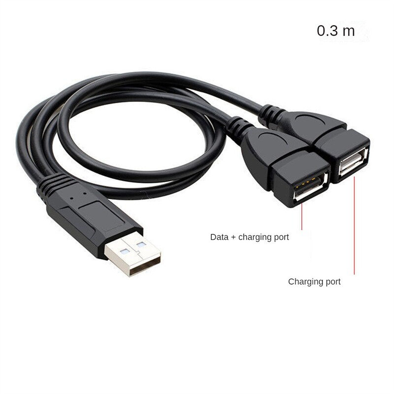 2.0 A 1 mascul la 2 USB dual mamă Adaptor de alimentare Hub de date Splitter Y Cablu de alimentare de încărcare USB Cablu de prelungire