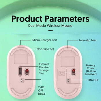 Ασύρματο ποντίκι Bluetooth Pebble με επαναφορτιζόμενο ποντίκι USB 1600DPI για φορητό υπολογιστή PC Macbook Gaming Mouse 2.4G Silent Mouse