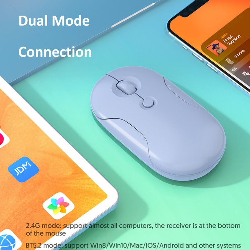 Pebble Bluetooth belaidė pelė su USB įkraunama 1600DPI pelė, skirta nešiojamam kompiuteriui PC Macbook žaidimų pelė 2.4G tyli pelė