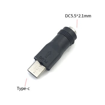 1 бр. DC5,5 x 2,1 мм женски към микро USB 5-пинов тип-c ъглов женски dc5,5*2,1 мм женски към тип-c AF AM захранващ адаптер