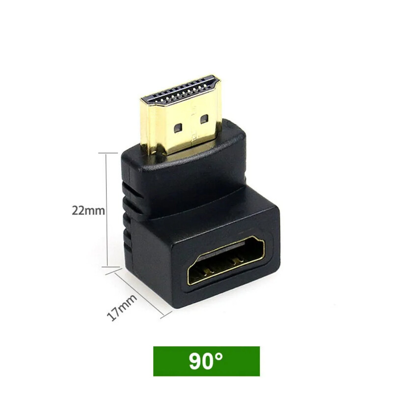 Ar HDMI saderīgs 90 grādu taisnleņķa adapteris HDMI 270 grādu HDMI vīrišķais-sievietes HDMI elkoņa savienotājs