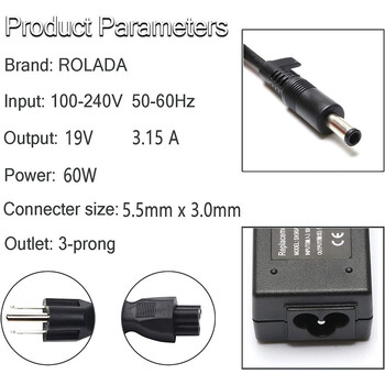 19V 3.15/3.16A AC захранващ адаптер зарядно за Samsung AD-6019R 0335A1960 CPA09-004A Q430 QX410-S02US RV510-A02 QX410 Q430 P560