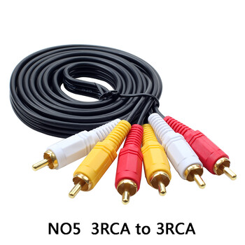 3,5 mm към RCA AV аудио видео изходен кабел AUX кабелен кабел 3RCA жак a 6RCA сплитер AV TV DVD адаптер за кабел