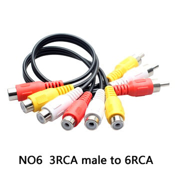 3,5 mm към RCA AV аудио видео изходен кабел AUX кабелен кабел 3RCA жак a 6RCA сплитер AV TV DVD адаптер за кабел