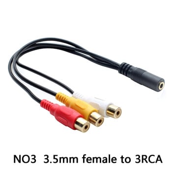 3,5 mm към RCA AV аудио видео изходен кабел AUX кабелен кабел 3RCA жак a 6RCA сплитер AV TV DVD адаптер за кабел