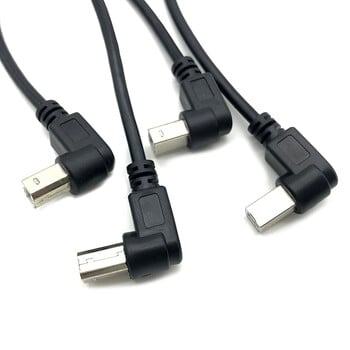 USB 2.0 A мъжки към USB-B мъжки 90 градуса принтер под прав ъгъл Къс удължителен кабел за принтер, скенер, мобилен твърд диск и други