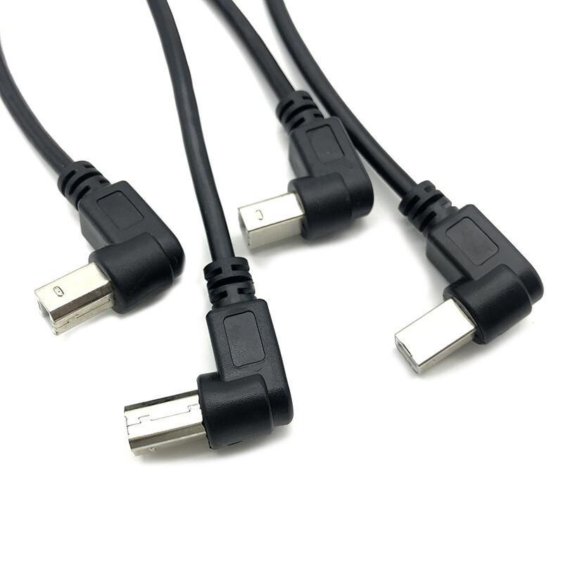 USB 2.0 A kištukas su USB-B 90 laipsnių dešiniojo kampo spausdintuvo trumpasis ilgintuvas, skirtas spausdintuvui, skaitytuvui, mobiliajam HDD ir kt.