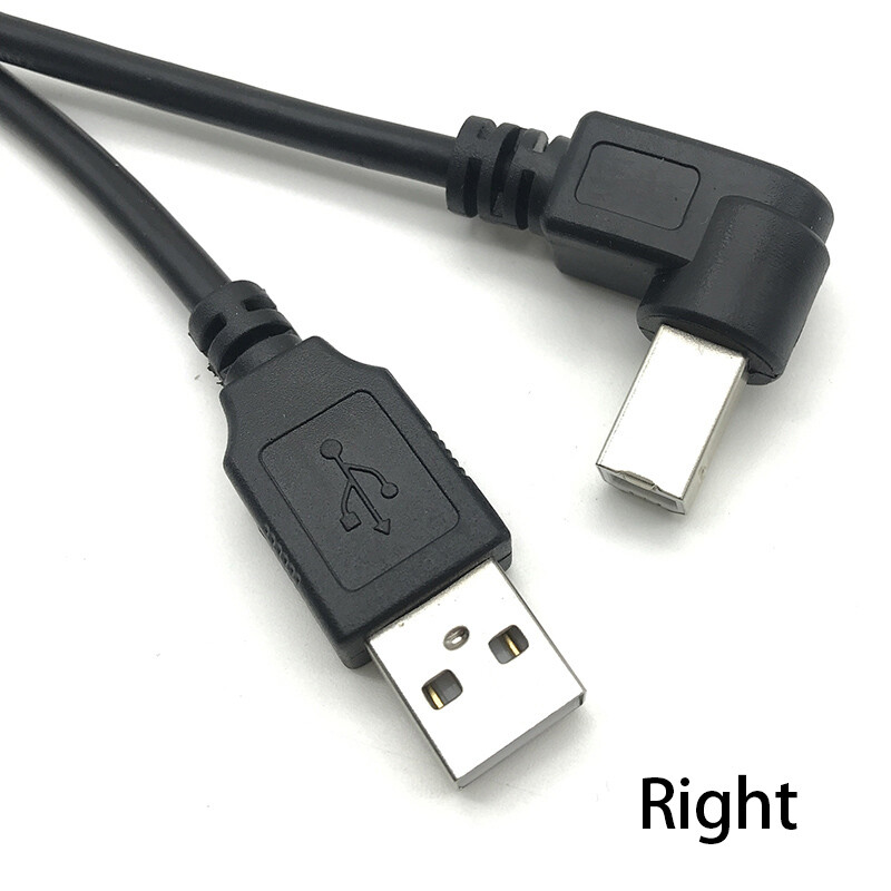 USB 2.0 A kištukas su USB-B 90 laipsnių dešiniojo kampo spausdintuvo trumpasis ilgintuvas, skirtas spausdintuvui, skaitytuvui, mobiliajam HDD ir kt.