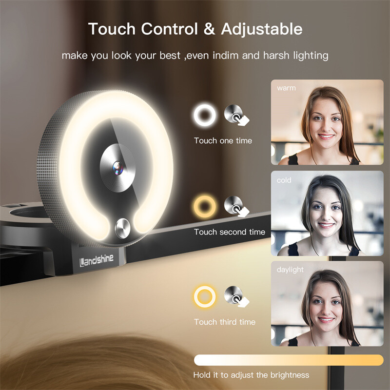 Cameră web 4K Full HD 2K Mini cameră cu lumină de umplere Laptop PC Computer transmisie în direct Cameră video Cameră web Microfon Webcast