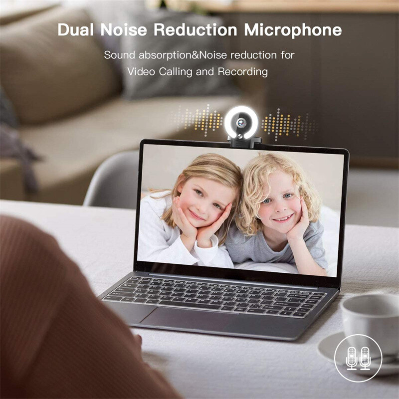 Cameră web 4K Full HD 2K Mini cameră cu lumină de umplere Laptop PC Computer transmisie în direct Cameră video Cameră web Microfon Webcast