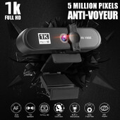1K Full HD automatinio fokusavimo 1080P 30FPS mini internetinė kamera su mikrofonu, transliuojančia žiniatinklio kamera, skirta kompiuteriniams asmeniniams kompiuteriams nešiojamiesiems kompiuteriams, nešiojamiems tiesioginiams vaizdo įrašams