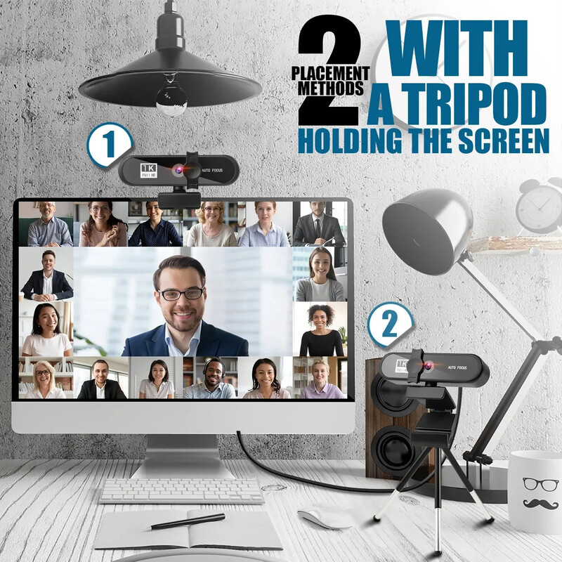 1K Full HD automatinio fokusavimo 1080P 30FPS mini internetinė kamera su mikrofonu, transliuojančia žiniatinklio kamera, skirta kompiuteriniams asmeniniams kompiuteriams nešiojamiesiems kompiuteriams, nešiojamiems tiesioginiams vaizdo įrašams