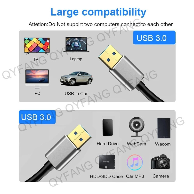 Kábel USB samec-samec, kábel USB A-USB, kábel USB 3.0 s dvojitým koncom, 5 Gbps pre pevný disk s chladičom, predlžovací kábel USB 3.0
