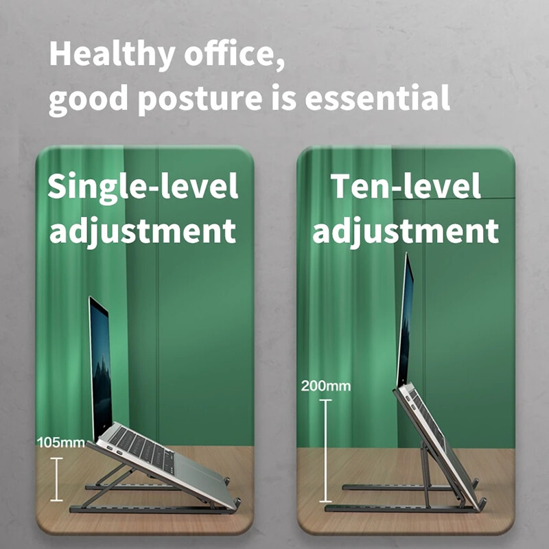 Salokāms klēpjdatora statīvs Regulējams pārnēsājams piezīmjdatora kronšteins atbalsta bāzes ABS turētājs Macbook Air Pro piederumiem Ērts