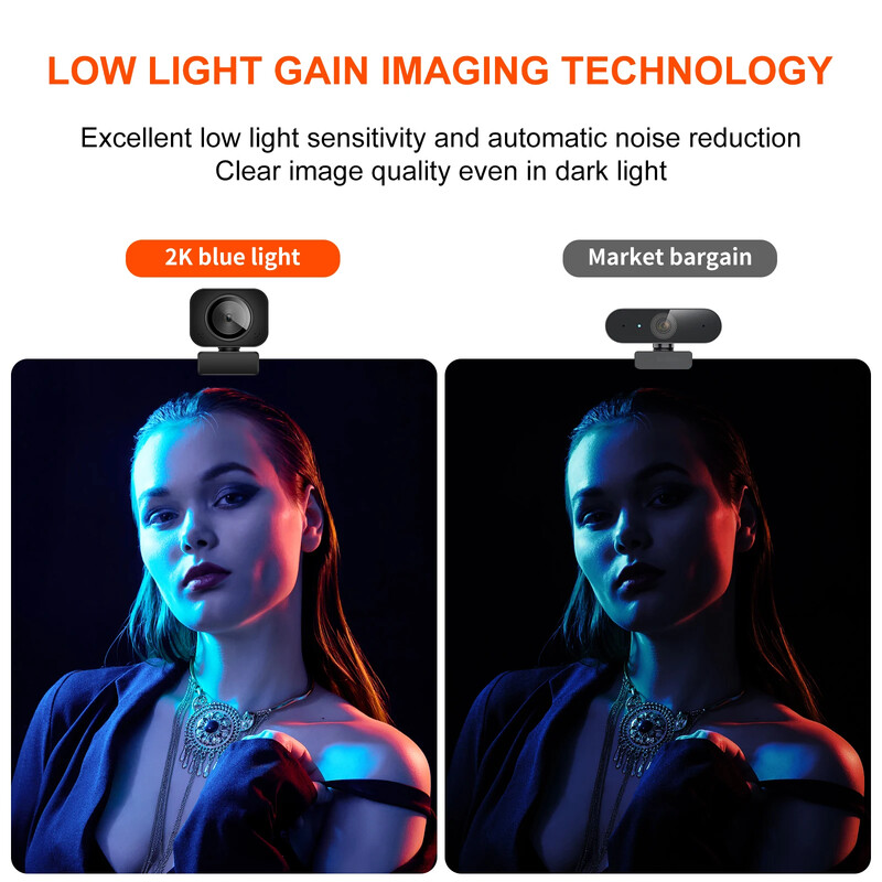 Interneto kamera 2K Full HD USB mini žiniatinklio kamera Automatinis fokusavimas su mikrofonu Interneto kamera asmeniniam kompiuteriui Mac nešiojamajam kompiuteriui Srautinė YouTube žiniatinklio kamera
