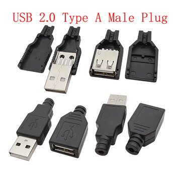 10Pcs USB конектори Тип C / Micro / USB 2.0 Тип A Мъжки Женски Адаптер за монтаж Направи си сам Ремонт на запояване Гнездо за зареждане на данни