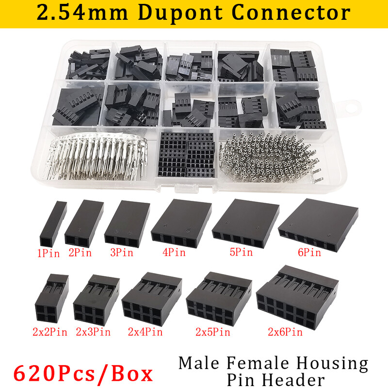 200 vnt./dėžutė 2,54 mm žingsnio JST SM/Dupont trumpiklio laido jungties komplektas