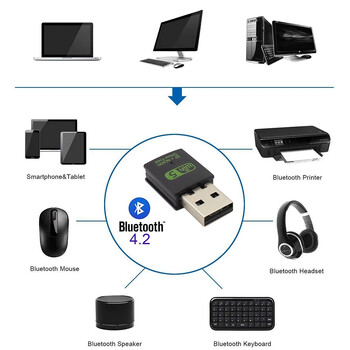 Безжичен USB 600Mbps Bluetooth адаптер WiFi приемник 2.4G мрежова карта Предавател Поддържа Windows10 8 7 XP за PC Vista Mac