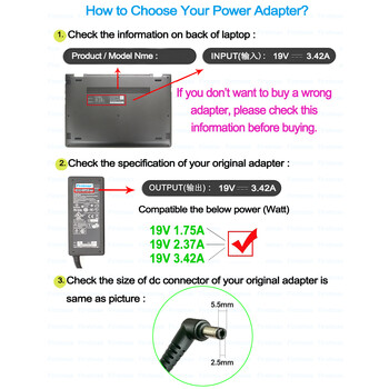 Universal Power Adapter 19V 3.42A 65W φορτιστής για Asus Vivobook S500C S500CA S505BP S505CA S550CA S550CB S551L S551LA PA-1650-63